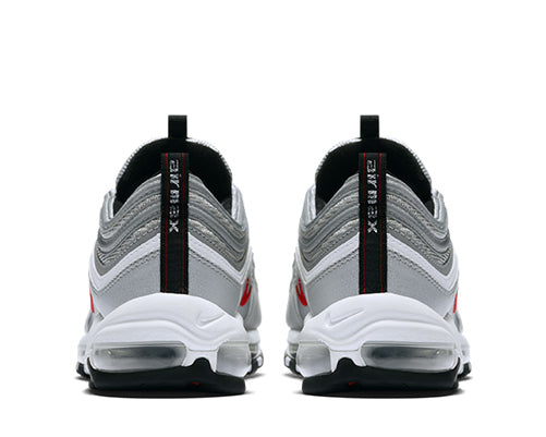 Nike Air Max 97 OG Metallic Silver Bullet sole — visible Air unit 270° silver