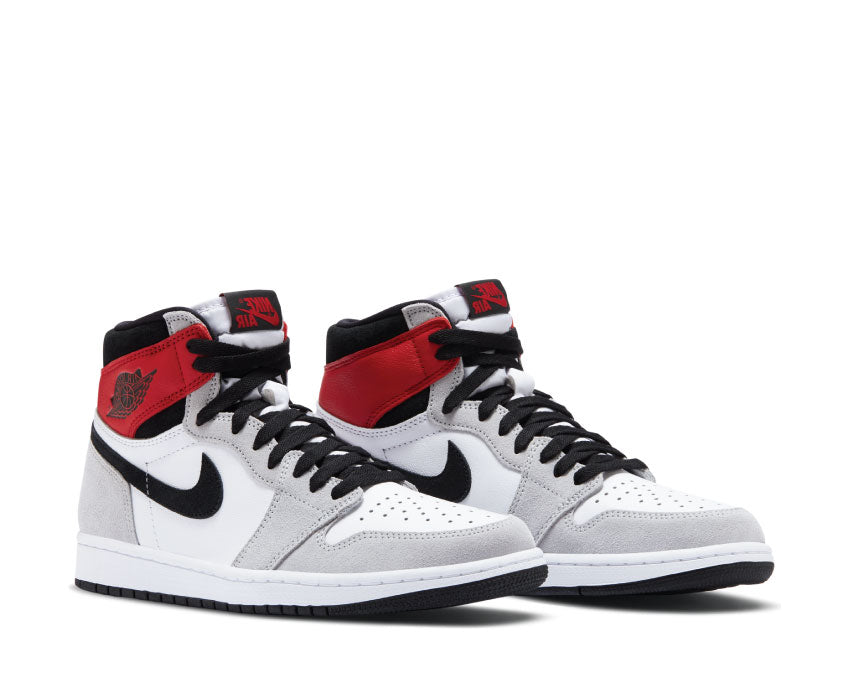Jordan Air Jordan 1 Retro High OG Light Smoke Grey side view — light grey white leather