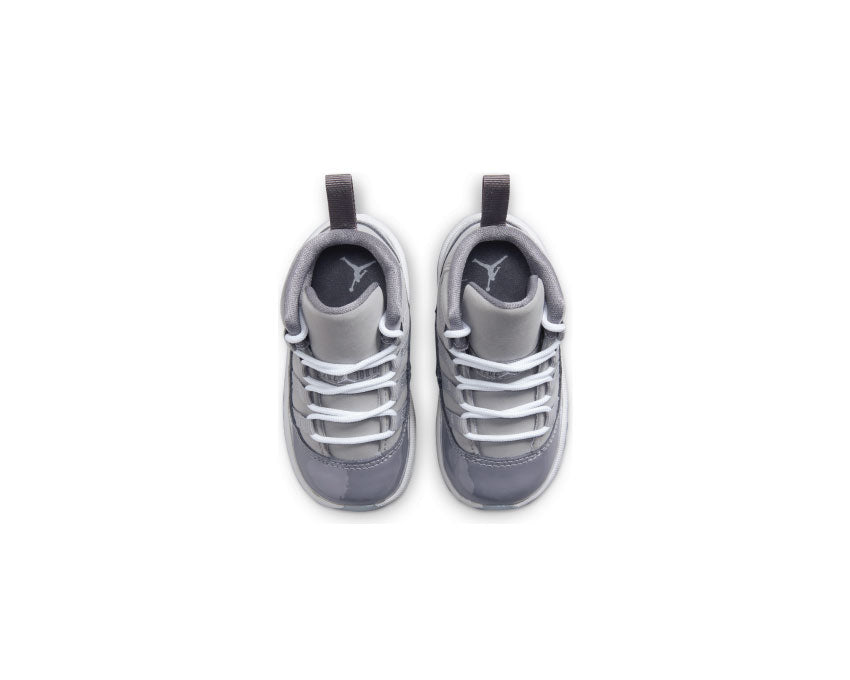 Air Jordan 11 Baby Retro 3/4 Medium Grey detail — patent leather grey baby Jordan
