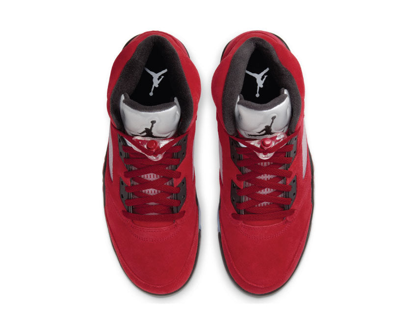 Jordan Air Jordan 5 Retro Varsity Red detalle — caña ante y red