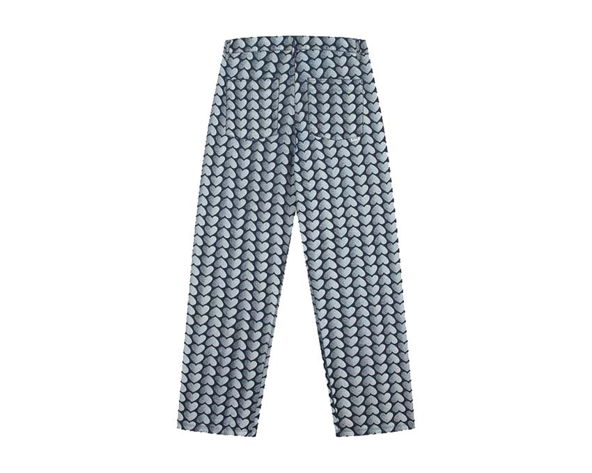 Arte Jean Allover Heart Pants Denim side view — washed denim printed