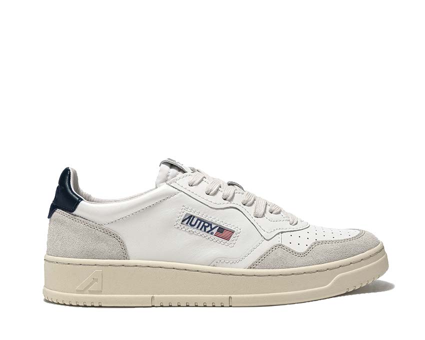 Autry Medalist Low Suede White/Blue — zapatilla hombre en ante premium