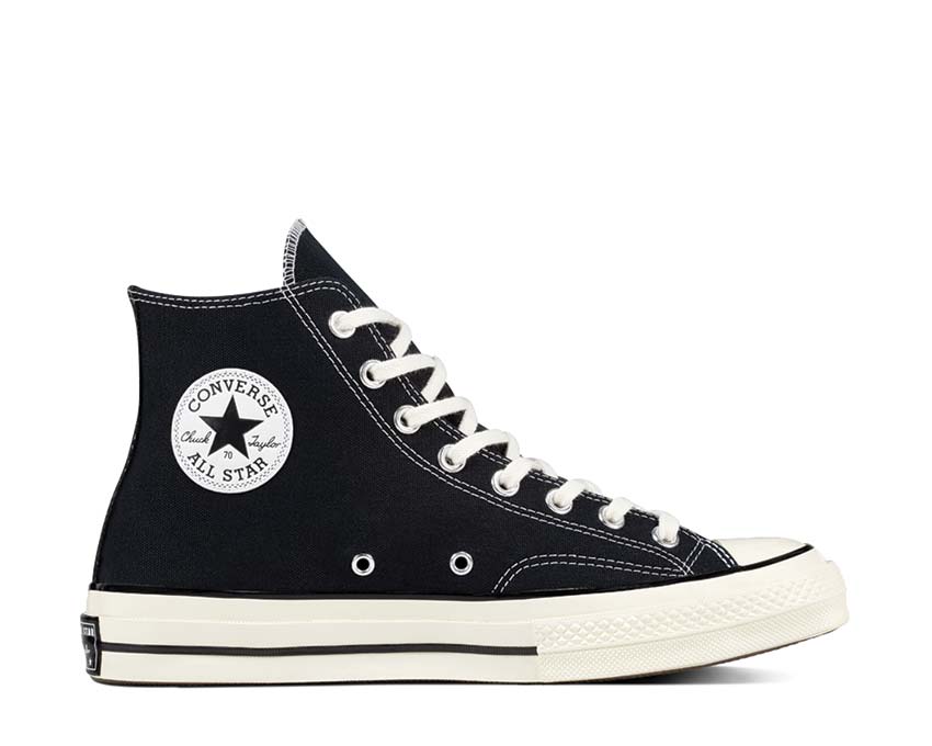 Converse Chuck 70 Classic High Top Black side view — thick canvas and metal eyelets