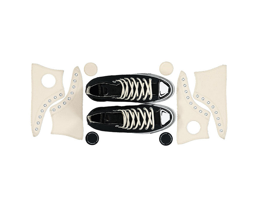 Converse X Joshua Vides CT70 Black/White detalle — plantilla con artwork completo