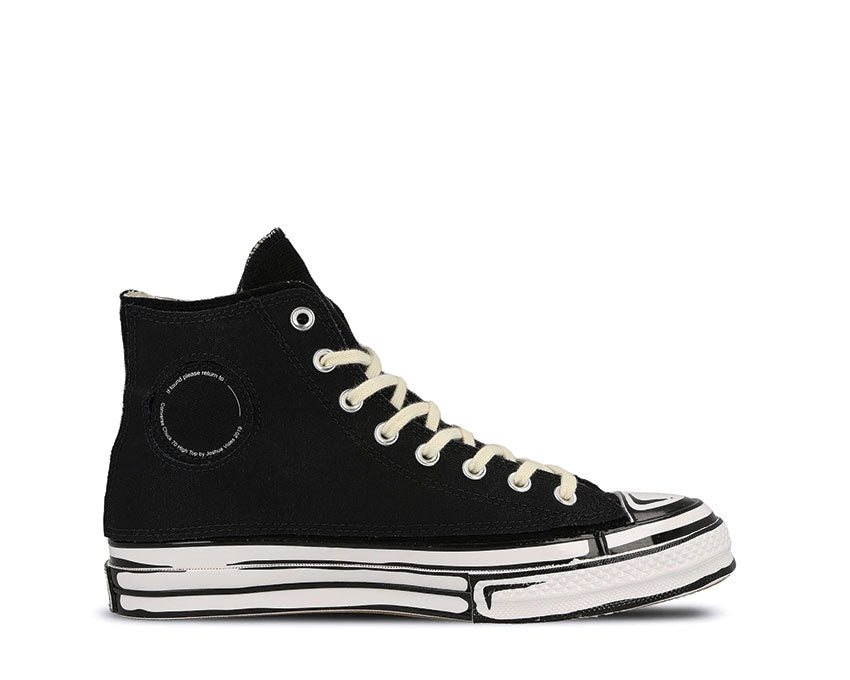 Converse X Joshua Vides CT70 Black/White vista lateral — ilustraciones dibujadas a mano