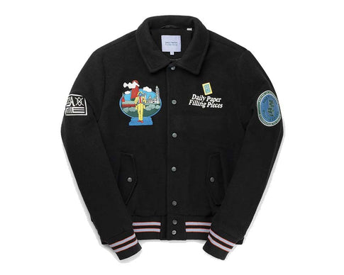 Daily Paper x Filling Pieces Varsity Jacket Black — unisex varsity jacket wool