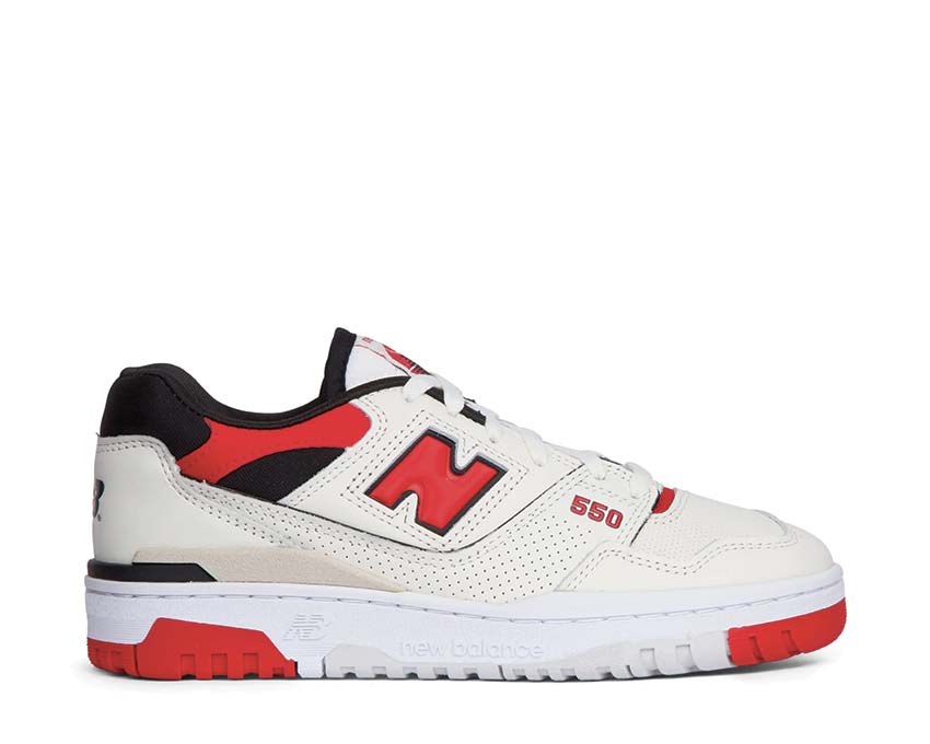 New Balance 550 Sea Salt/True Red — sneaker homme basketball vintage cuir
