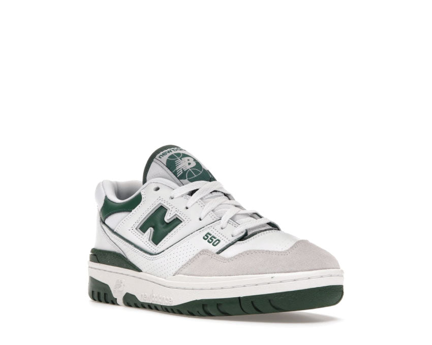 New Balance 550 Blanc/Vert vue latérale — cupsole style rétro basketball