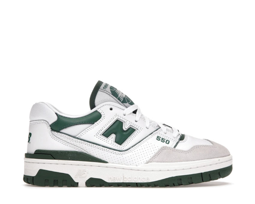 New Balance 550 Blanc/Vert — sneaker homme basketball vintage cupsole cuir