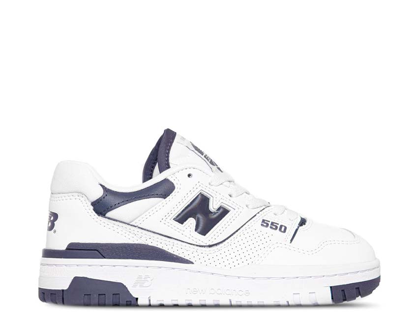 New Balance 550 W White/Navy — women's sneaker basketball vintage leather