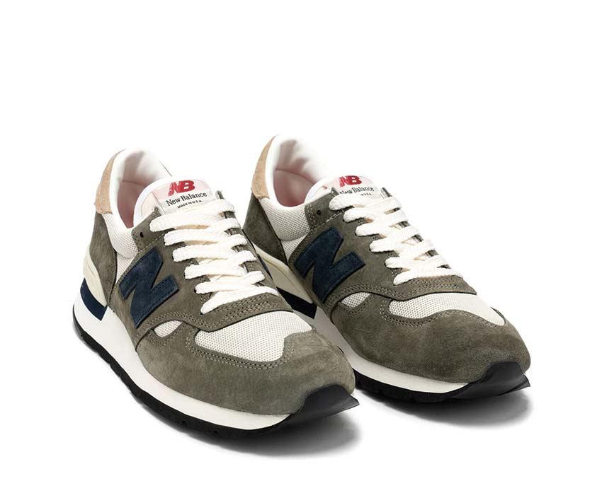 New Balance 990 V1 Grey/Blue vista lateral — parte superior mesh colorway bicolor