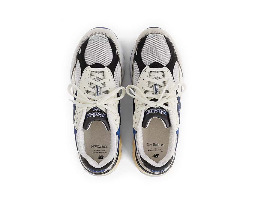 New Balance 990 White/Blue detail — breathable mesh made in USA