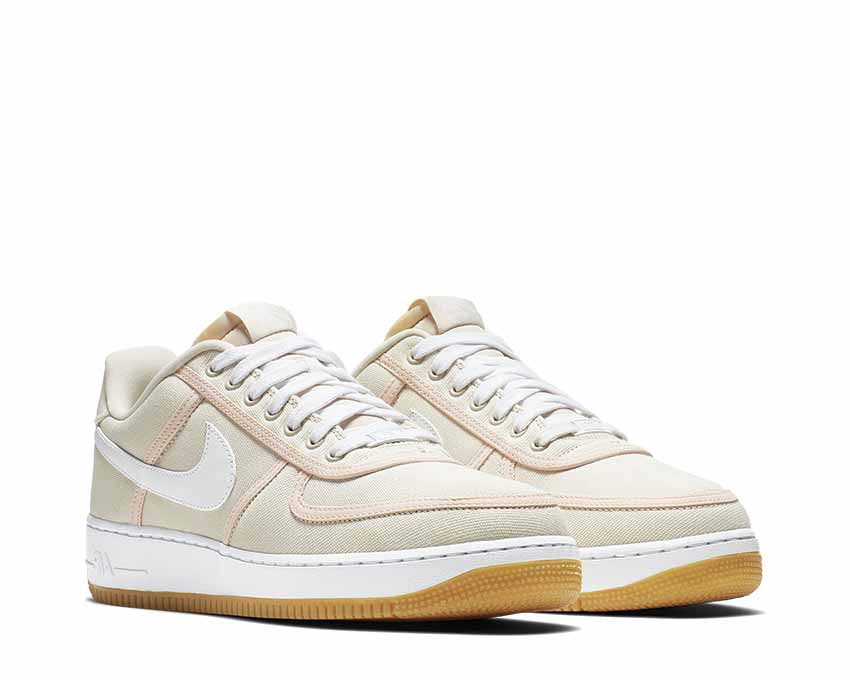 Nike Air Force 1 '07 Premium Light Cream vista lateral — cuero premium