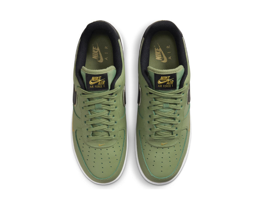 Nike Air Force 1 Low Olive Gold detalle — Swoosh cuero olive dorado