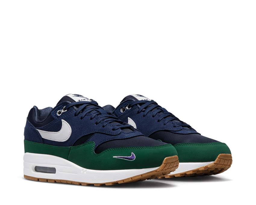 Nike Air Max 1 '87 QS Obsidian White vue latérale — cuir et mesh