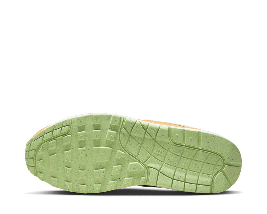 Nike Air Max 1 Prm Anthracite Honeydew — vista trasera colorway kumquat