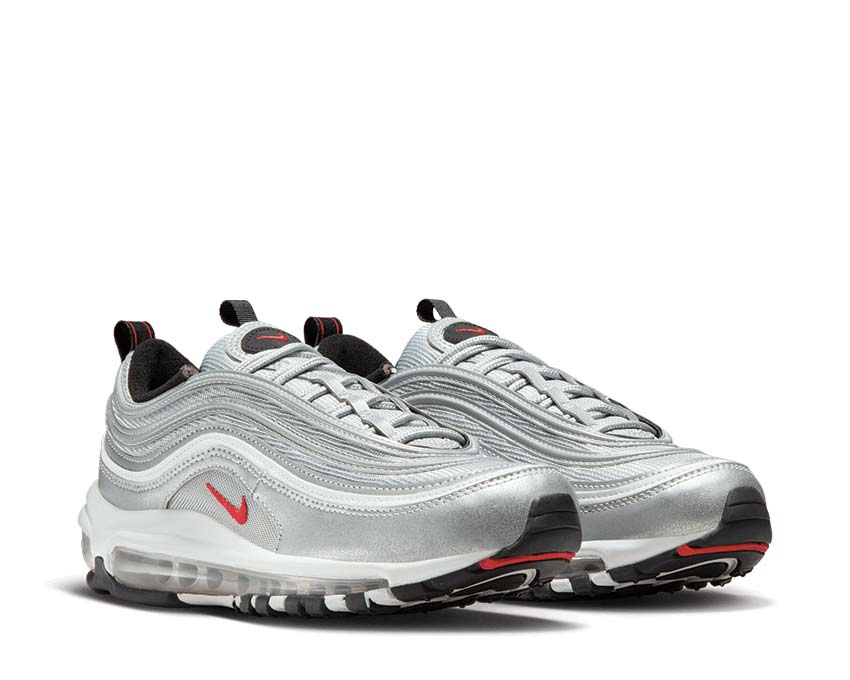 Nike Air Max 97 OG Wmns Metallic Silver Varsity Red White Black side view — bullet design
