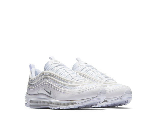 Nike Air Max 97 White vista lateral — parte superior de malla ondulada