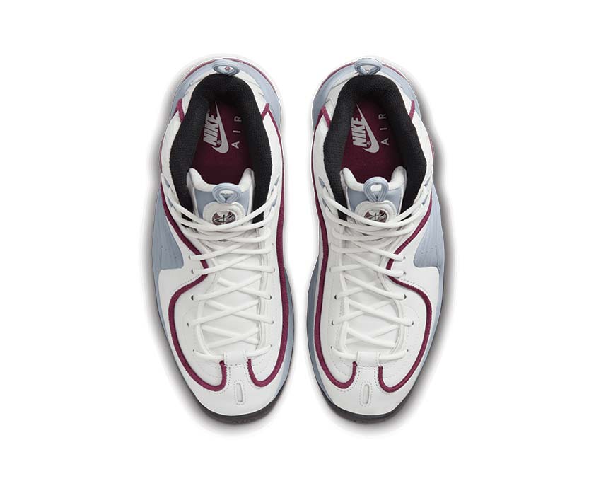 Nike Air Penny 2 Summit White Rosewood detalle — parte superior de cuero rosewood