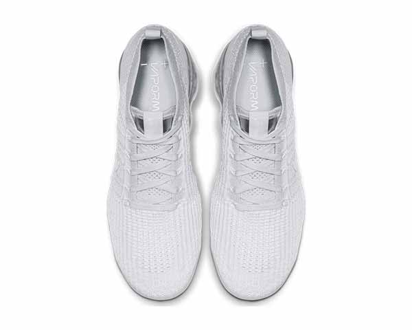 Nike Air Vapormax Flyknit 3 Platinum detail — woven Flyknit upper
