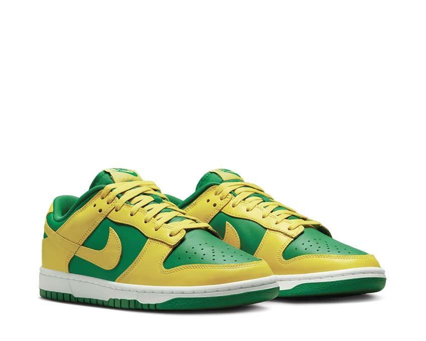 Nike Dunk Low BTTYS Apple Green Yellow vista lateral — cuero bicolor Dunk