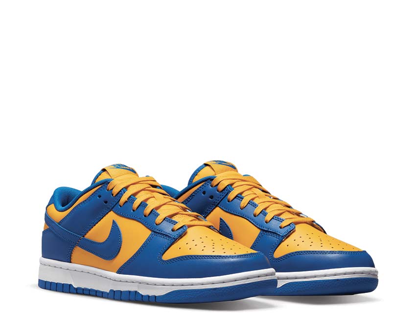 Nike Dunk Low Retro UCLA Blue Jay University Gold vista lateral — cuero liso