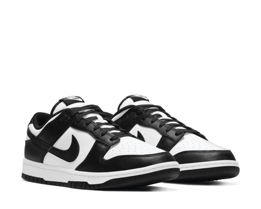 Nike Dunk Low Retro Panda White Black vista lateral — cuero liso y nubuck