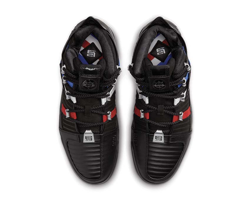 Nike Zoom Lebron 3 Black Metallic Silver detalle — caña cuero sintético negro