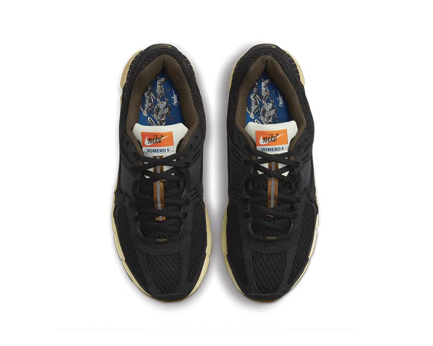 Nike Zoom Vomero 5 PRM Black Sesame detalle — parte superior de malla estratificada