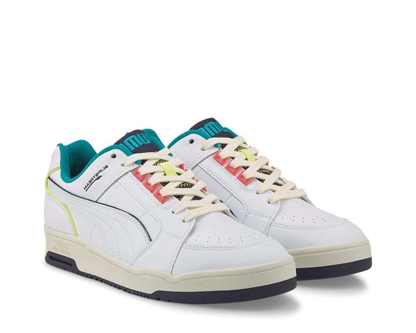 Puma Slipstream Lo STB White Parisian Night vista lateral — cuero liso y ante