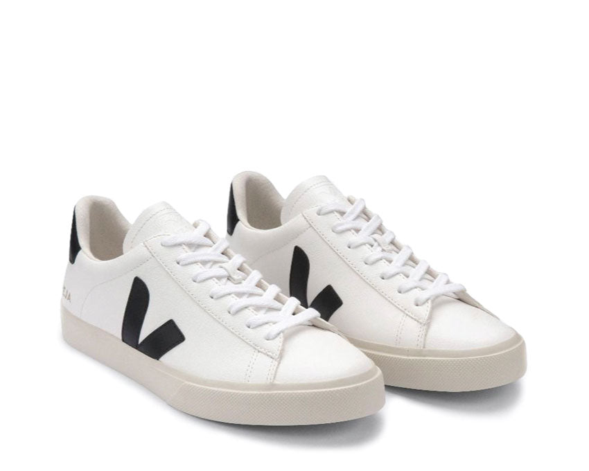 Veja Campo White vue latérale — cuir lisse naturel